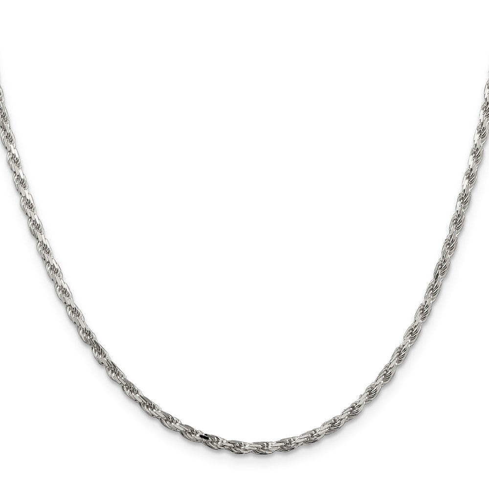 Sterlingsilber 2.5mm Diamantiert Kordel Kette mit 2 Zoll Verlängerung. Halskette