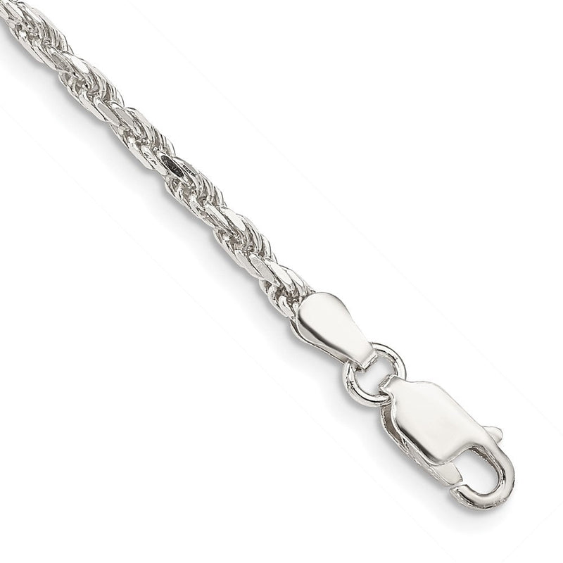 Sterlingsilber 2.5mm Diamantiert Kordel Gliederarmband