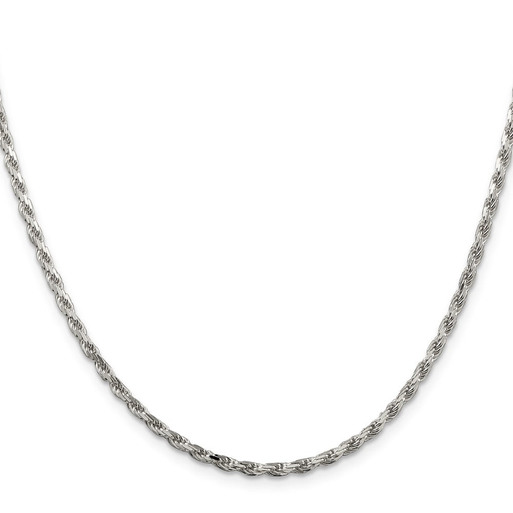 36 Zoll Sterlingsilber Rhodiniert 2.5mm Diamantiert Kordel Halskette