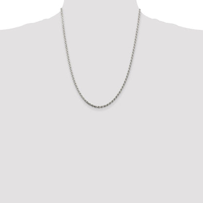 22 Zoll Sterlingsilber 2.75mm Diamantiert Kordel Kette mit 4 Zoll Verlängerung.