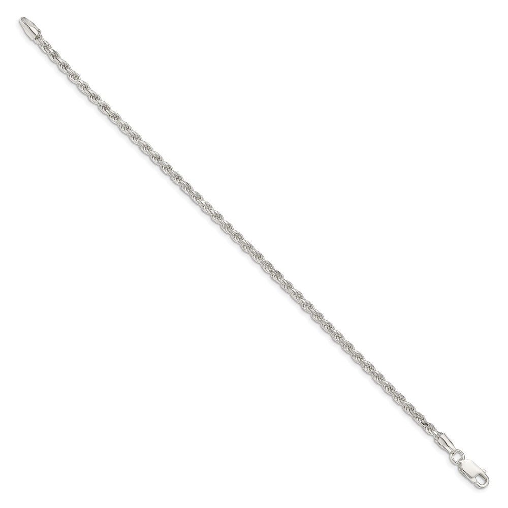 8 Zoll Sterlingsilber 2.75mm Diamantiert Kordel Gliederarmband
