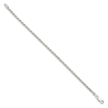 9 Zoll Sterlingsilber 2.75mm Diamantiert Kordel Kette Fußkettchen