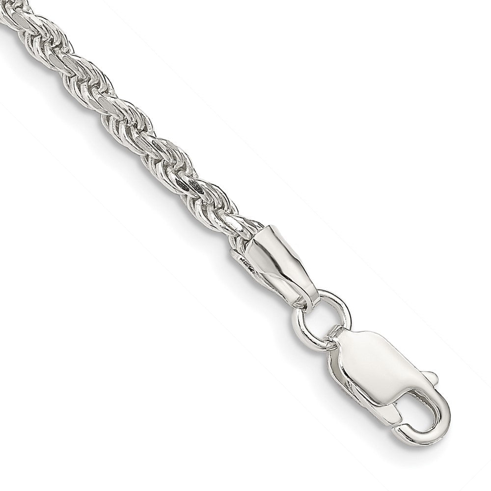 8 Zoll Sterlingsilber 2.75mm Diamantiert Kordel Gliederarmband