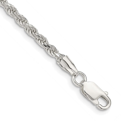 8 Zoll Sterlingsilber 2.75mm Diamantiert Kordel Gliederarmband