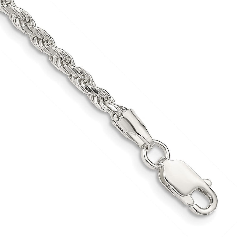 9 Zoll Sterlingsilber 2.75mm Diamantiert Kordel Kette Fußkettchen