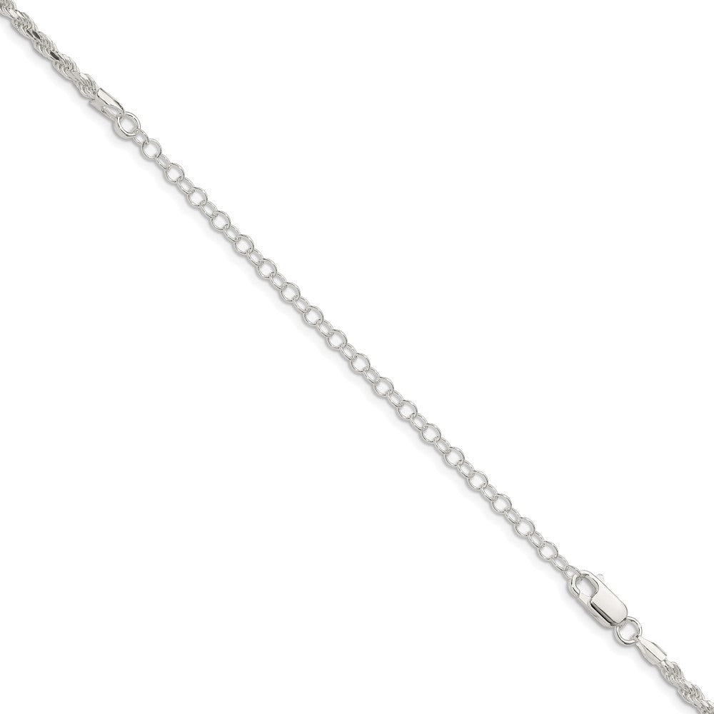 22 Zoll Sterlingsilber 2.75mm Diamantiert Kordel Kette mit 4 Zoll Verlängerung.