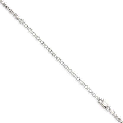 22 Zoll Sterlingsilber 2.75mm Diamantiert Kordel Kette mit 4 Zoll Verlängerung.