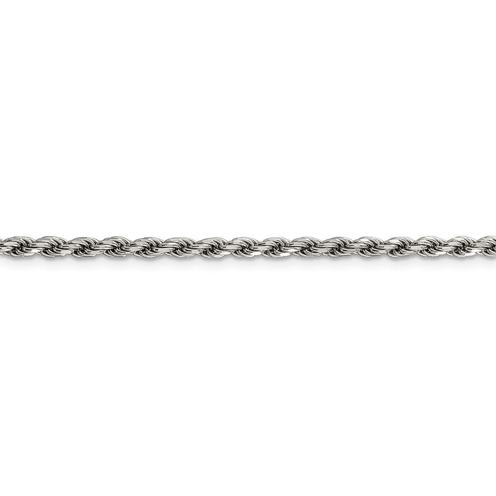 24 Zoll Sterlingsilber Rhodiniert 2.75mm Diamantiert Kordel Halskette