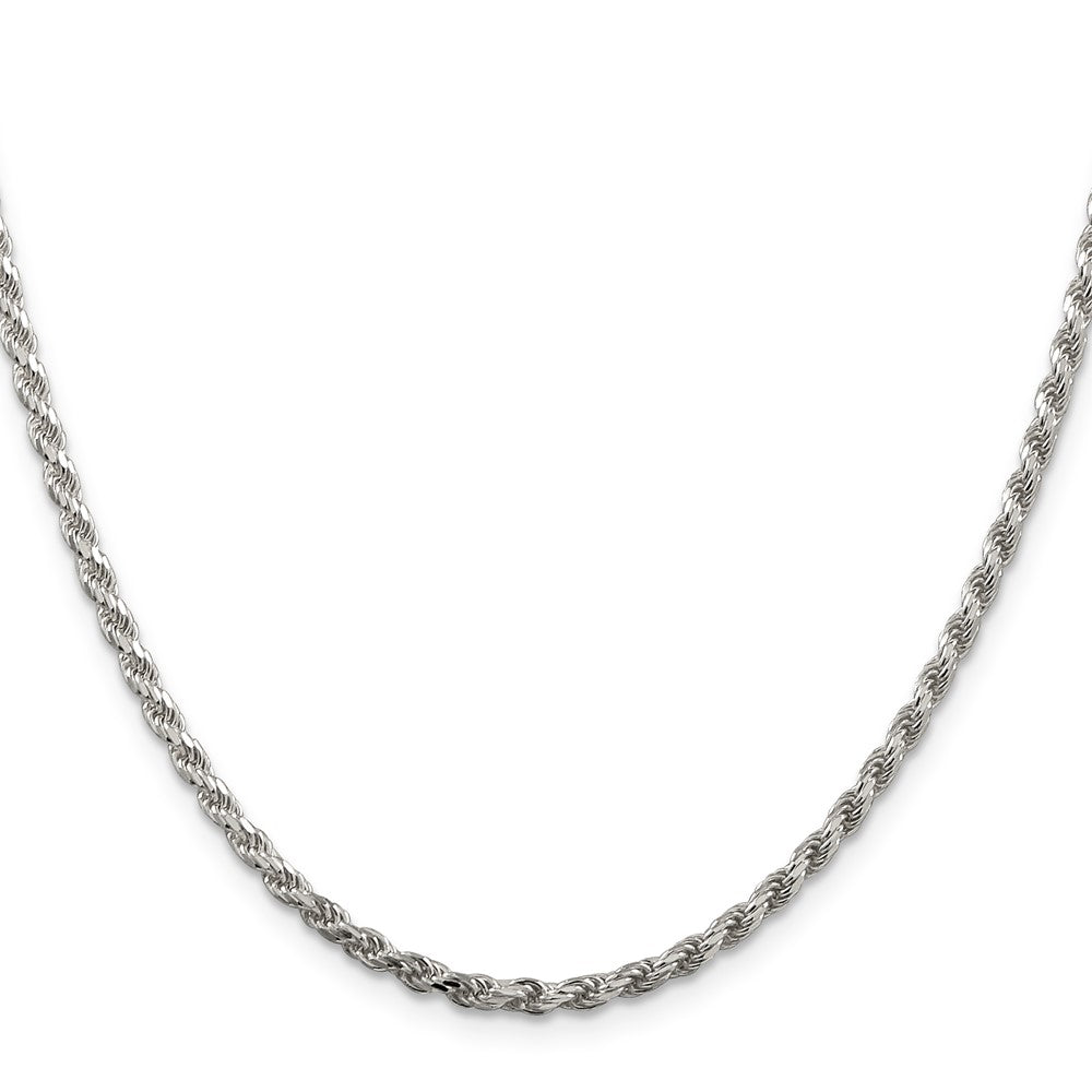 36 Zoll Sterlingsilber Rhodiniert 2.75mm Diamantiert Kordel Halskette
