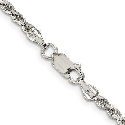 24 Zoll Sterlingsilber Rhodiniert 2.75mm Diamantiert Kordel Halskette