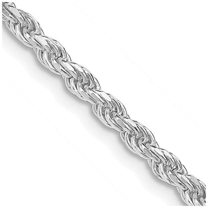 24 Zoll Sterlingsilber Rhodiniert 2.75mm Diamantiert Kordel Halskette