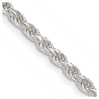 22 Zoll Sterlingsilber 2.75mm Diamantiert Kordel Kette mit 4 Zoll Verlängerung.