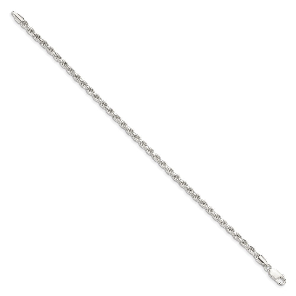 7 Zoll Sterlingsilber 3.2mm Diamantiert Kordel Gliederarmband