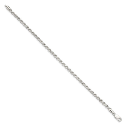 7 Zoll Sterlingsilber 3.2mm Diamantiert Kordel Gliederarmband