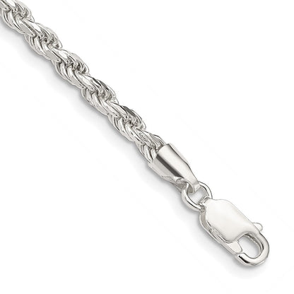 9 Zoll Sterlingsilber 3.2mm Diamantiert Kordel Gliederarmband