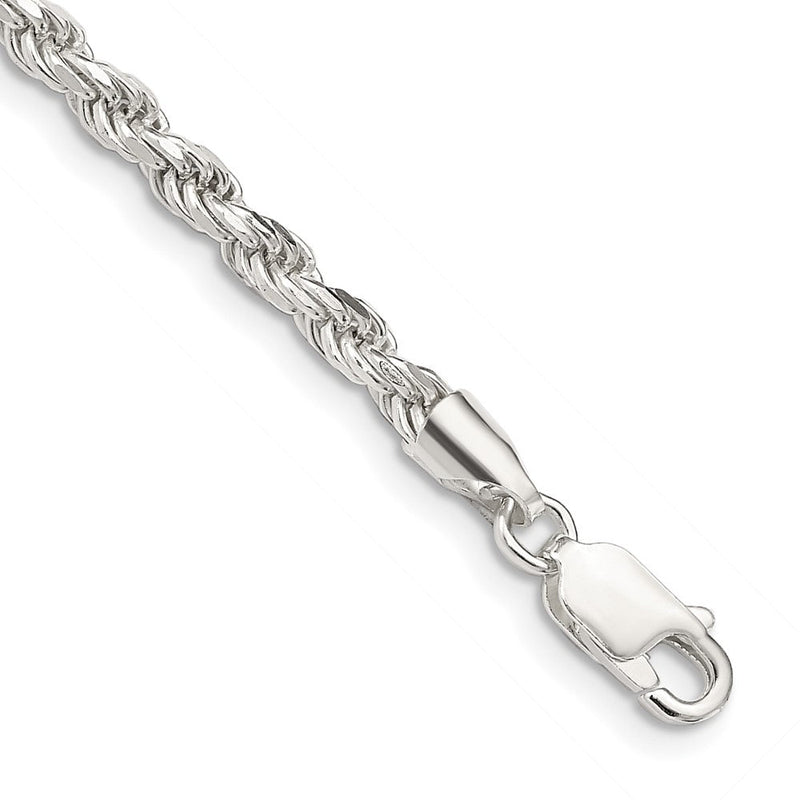 9 Zoll Sterlingsilber 3.2mm Diamantiert Kordel Gliederarmband