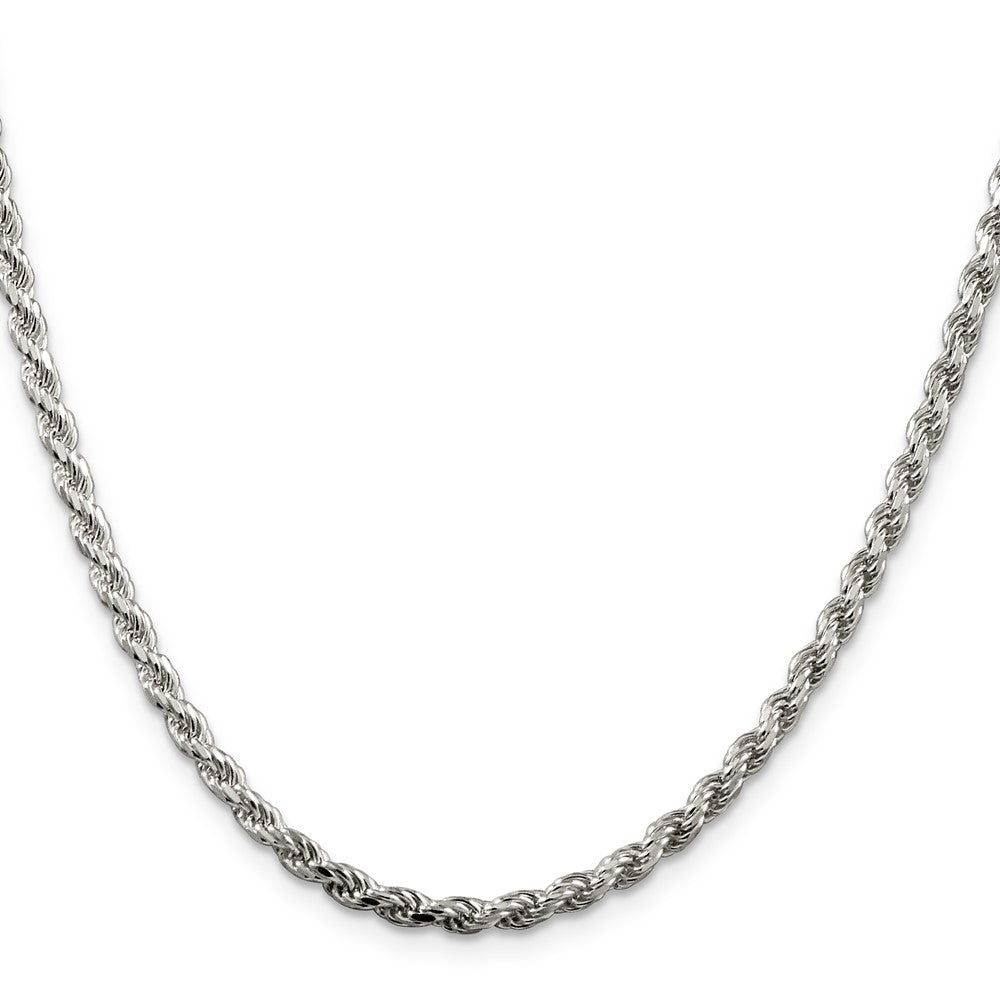 36 Zoll Sterlingsilber Rhodiniert 3.2mm Diamantiert Kordel Halskette