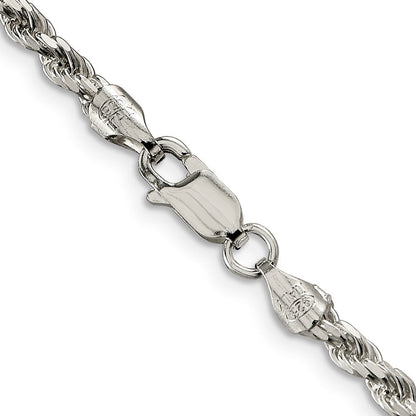 36 Zoll Sterlingsilber Rhodiniert 3.2mm Diamantiert Kordel Halskette