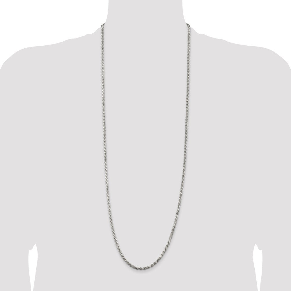 36 Zoll Sterlingsilber Rhodiniert 3.2mm Diamantiert Kordel Halskette