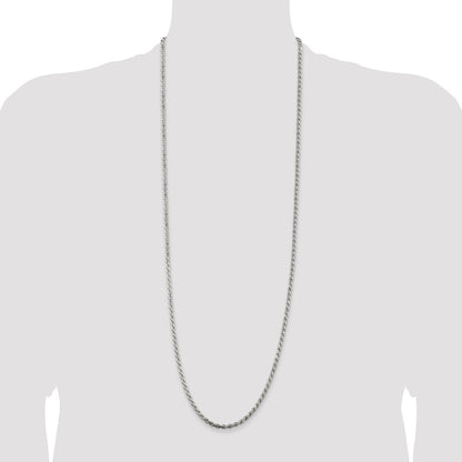 36 Zoll Sterlingsilber Rhodiniert 3.2mm Diamantiert Kordel Halskette