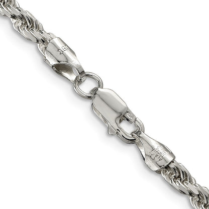36 Zoll Sterlingsilber 3.75mm Diamantiert Kordel Halskette
