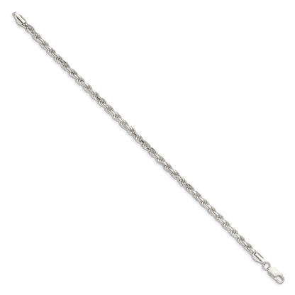 8 Zoll Sterlingsilber 3.75mm Diamantiert Kordel Gliederarmband