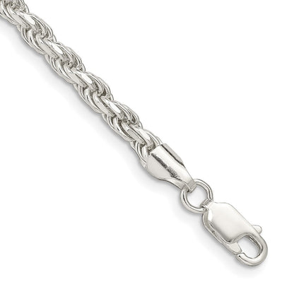 8 Zoll Sterlingsilber 3.75mm Diamantiert Kordel Gliederarmband