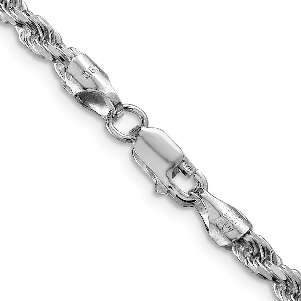 30 Zoll Sterlingsilber Rhodiniert 3.75mm Diamantiert Kordel Halskette