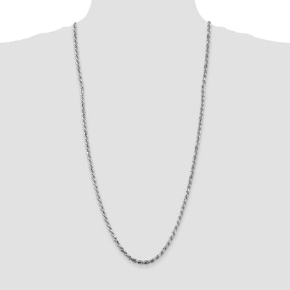 30 Zoll Sterlingsilber Rhodiniert 3.75mm Diamantiert Kordel Halskette