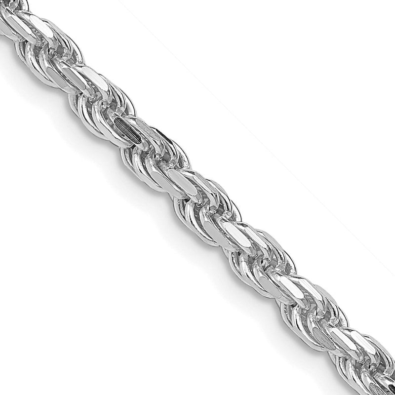 30 Zoll Sterlingsilber Rhodiniert 3.75mm Diamantiert Kordel Halskette