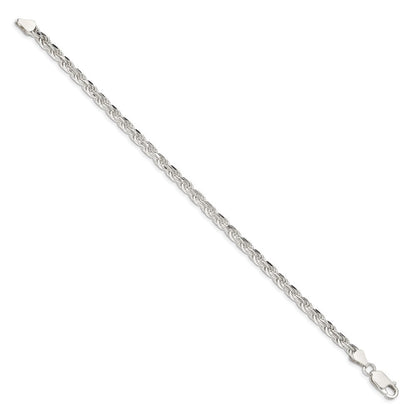 9 Zoll Sterlingsilber 4.25mm Diamantiert Kordel Gliederarmband