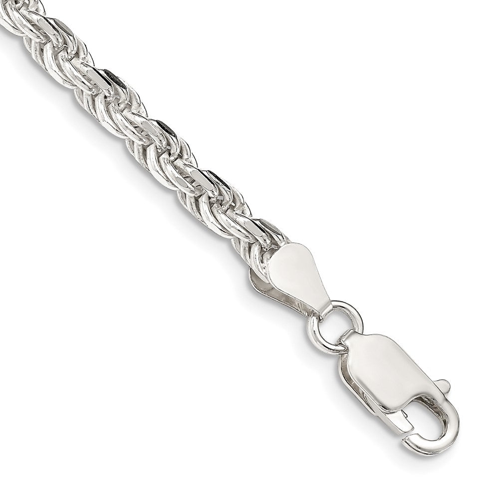 9 Zoll Sterlingsilber 4.25mm Diamantiert Kordel Gliederarmband