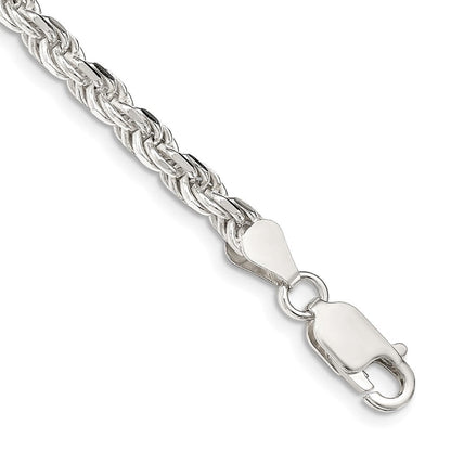 9 Zoll Sterlingsilber 4.25mm Diamantiert Kordel Gliederarmband