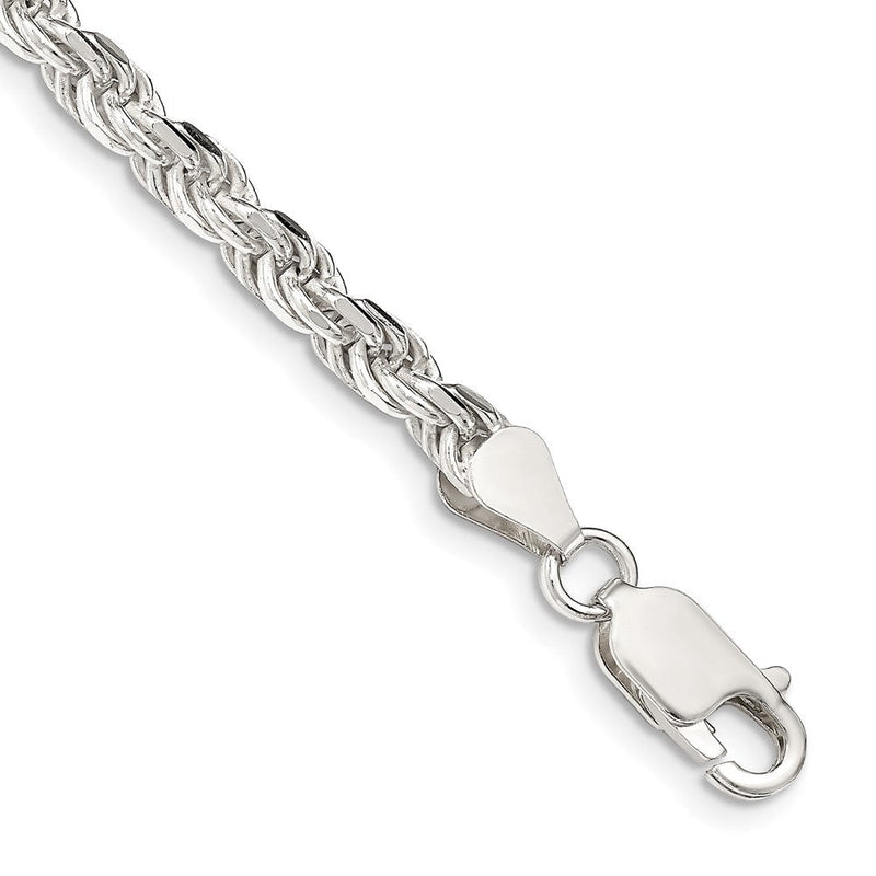 9 Zoll Sterlingsilber 4.25mm Diamantiert Kordel Gliederarmband