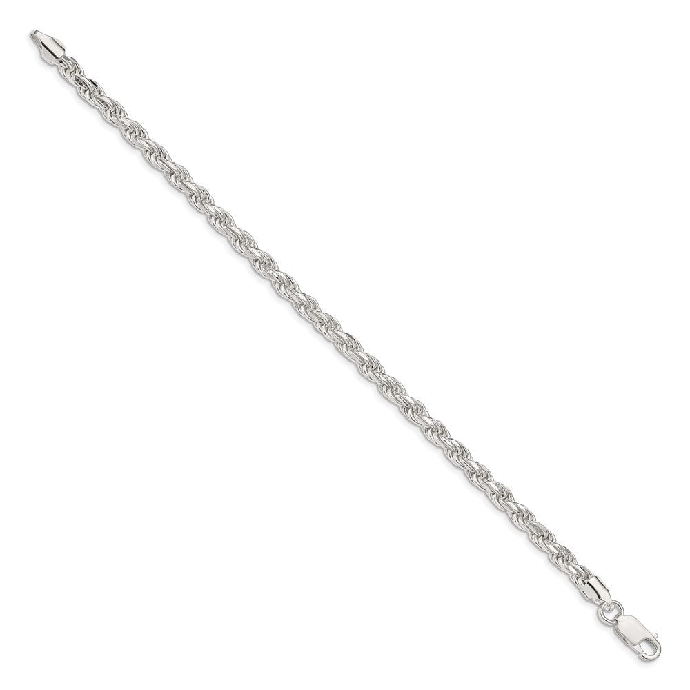 7 Zoll Sterlingsilber 4.6mm Diamantiert Kordel Gliederarmband