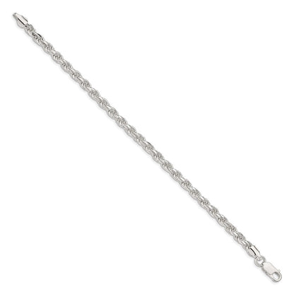 7 Zoll Sterlingsilber 4.6mm Diamantiert Kordel Gliederarmband