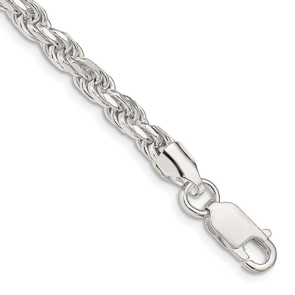 7 Zoll Sterlingsilber 4.6mm Diamantiert Kordel Gliederarmband