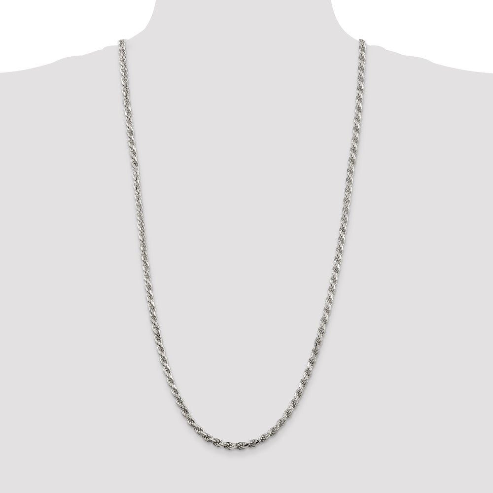 30 Zoll Sterlingsilber Rhodiniert 4.6mm Diamantiert Kordel Halskette