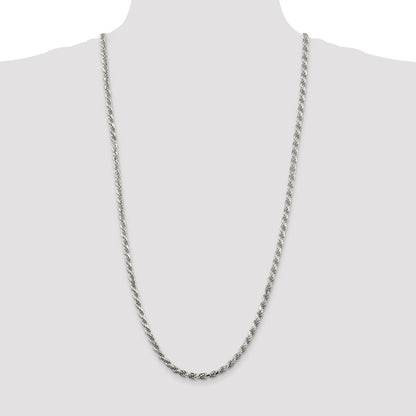 30 Zoll Sterlingsilber Rhodiniert 4.6mm Diamantiert Kordel Halskette
