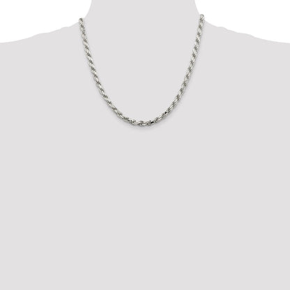 Sterlingsilber 5.75mm Diamantiert Kordel Halskette