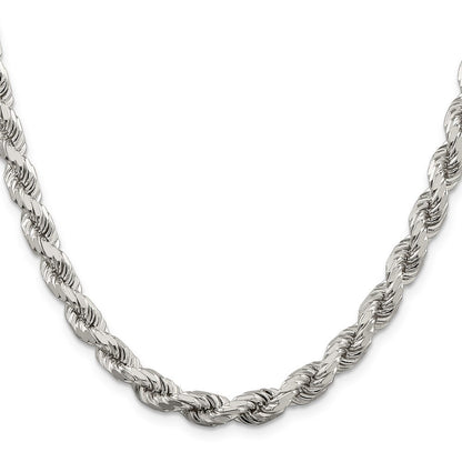 36 Zoll Sterlingsilber 6.5mm Diamantiert Kordel Halskette