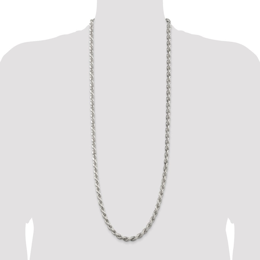 36 Zoll Sterlingsilber 6.5mm Diamantiert Kordel Halskette