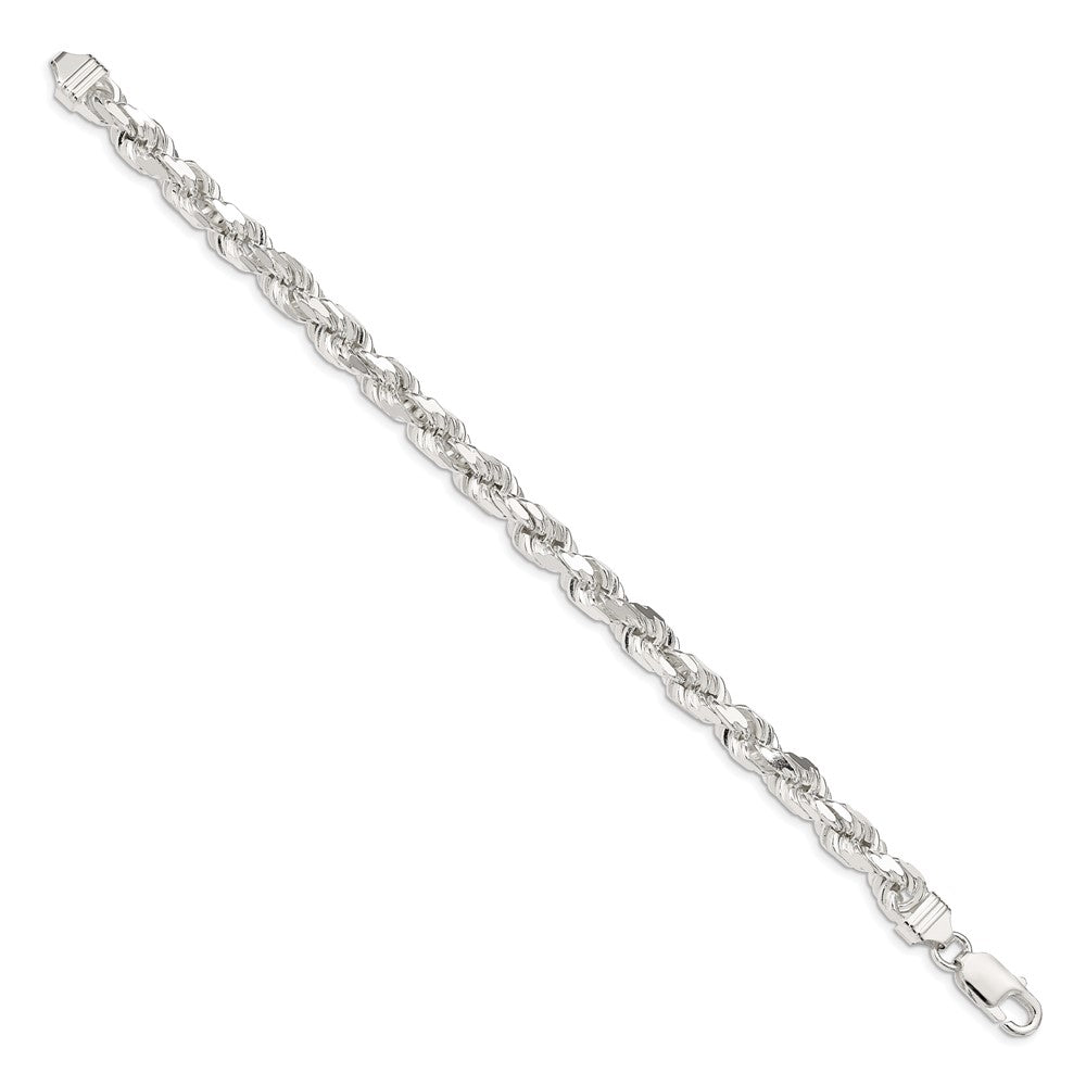 9 Zoll Sterlingsilber 6.5mm Diamantiert Kordel Gliederarmband