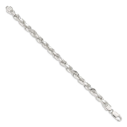 9 Zoll Sterlingsilber 6.5mm Diamantiert Kordel Gliederarmband
