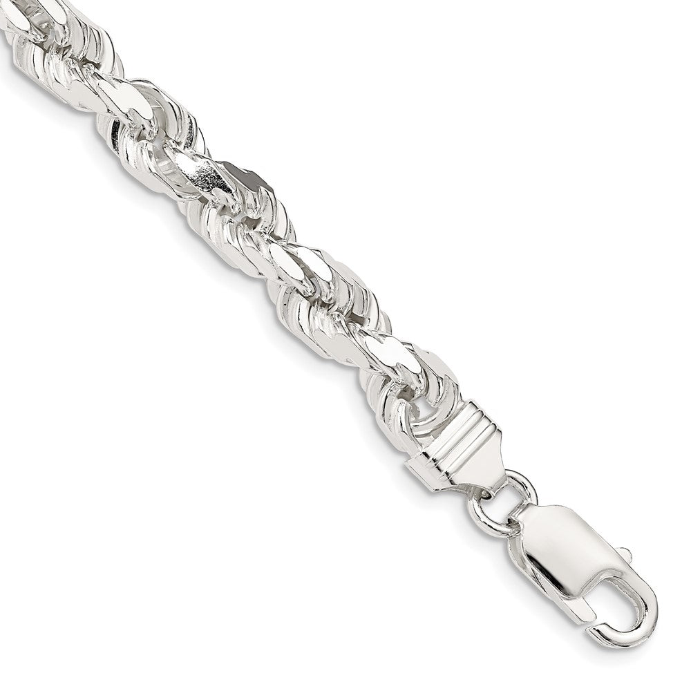 9 Zoll Sterlingsilber 6.5mm Diamantiert Kordel Gliederarmband