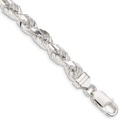 9 Zoll Sterlingsilber 6.5mm Diamantiert Kordel Gliederarmband