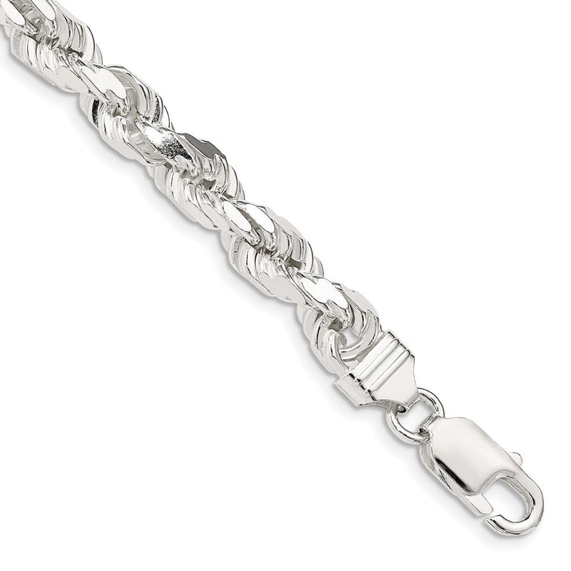 9 Zoll Sterlingsilber 6.5mm Diamantiert Kordel Gliederarmband