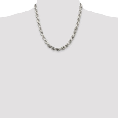 Sterlingsilber 7.8mm Diamantiert Kordel Halskette