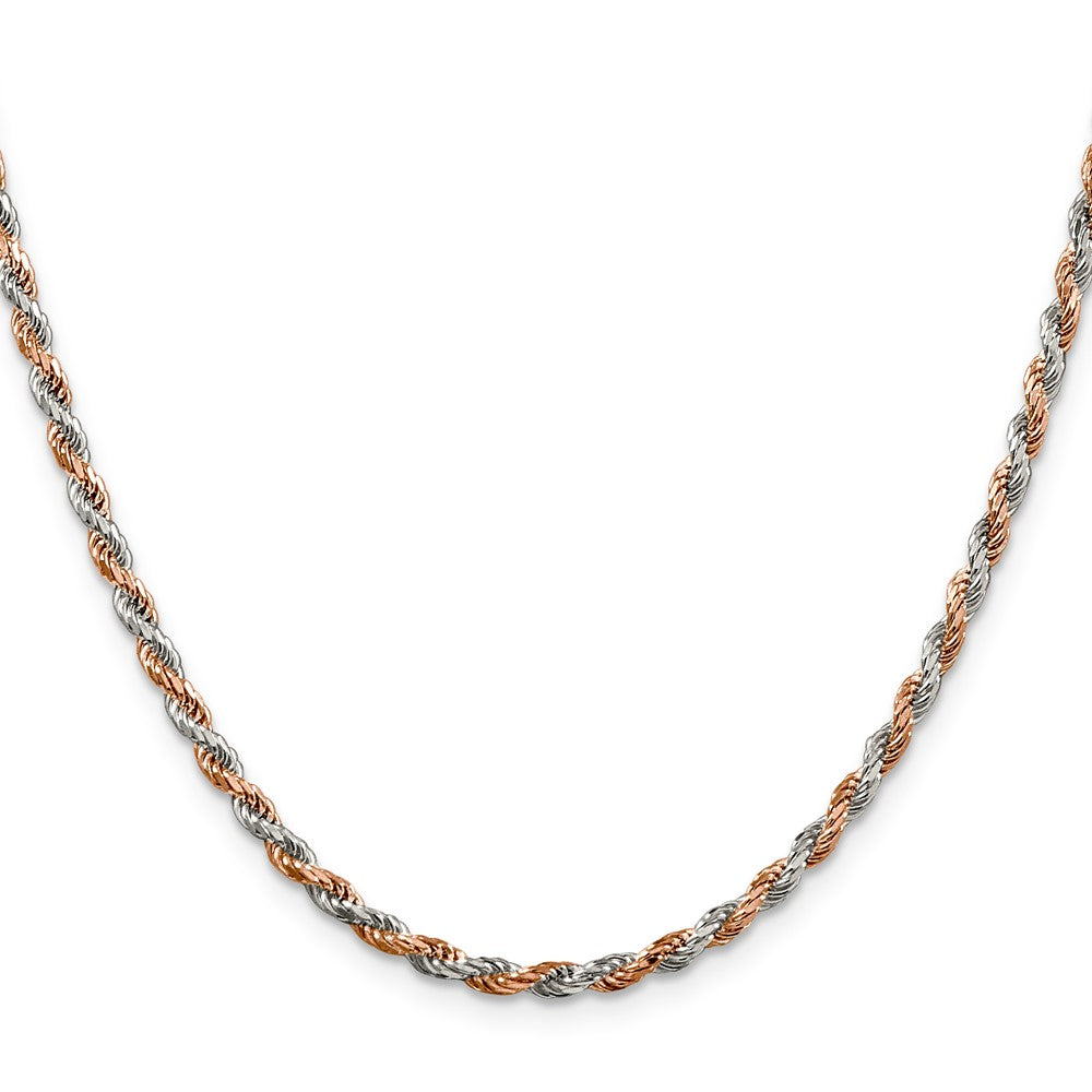 24 Zoll Sterlingsilber und Rose Vermeil 2.5mm Diamantiert Kordel Halskette