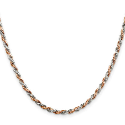 24 Zoll Sterlingsilber und Rose Vermeil 2.5mm Diamantiert Kordel Halskette